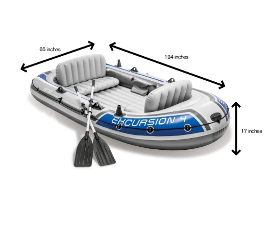 INTEX ชุดเรือยางเอ็กซ์เคอร์ชั่น 4 ที่นั่ง พร้อมพายอลูมิเนียมและที่สูบ รุ่น 68324