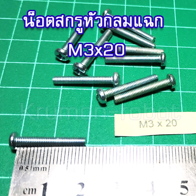 10 x น็อตสกรูหัวกลมแฉก M3x20