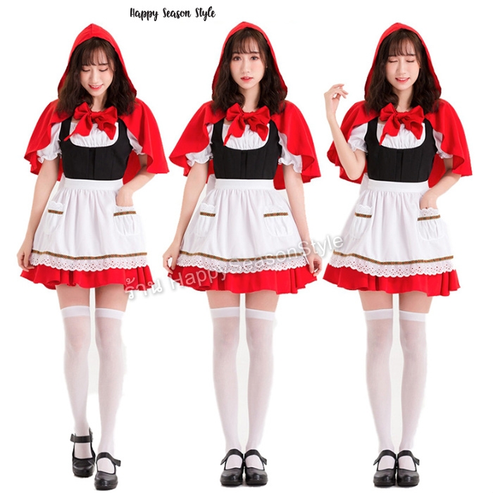 ชุดหนูน้อยหมวกแดง รุ่นการ์ตูน ริบบิ้นสี