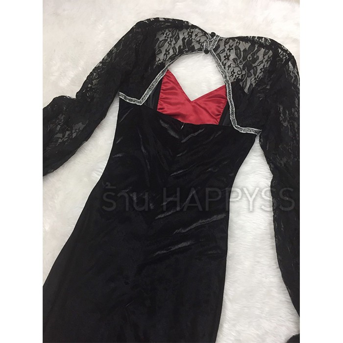 ชุดแม่มด แวมไพร์ แขนกระดิ่งลูกไม้ กระโปรงหางปลาสีแดง