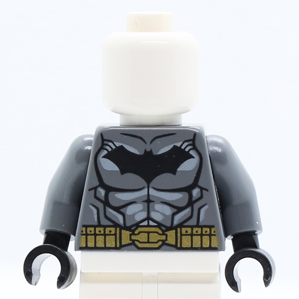 Batman Logo with Muscles, Light Bluish Gray Shadow and Gold Belt Pattern / Dark Bluish Gray Arms / Black Hands