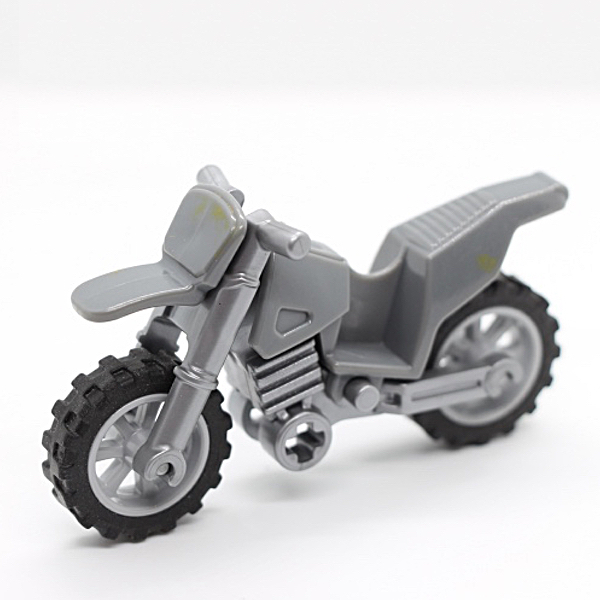 Motorcycle Dirt Bike with Flat Silver Chassis and Light Bluish Gray Wheels