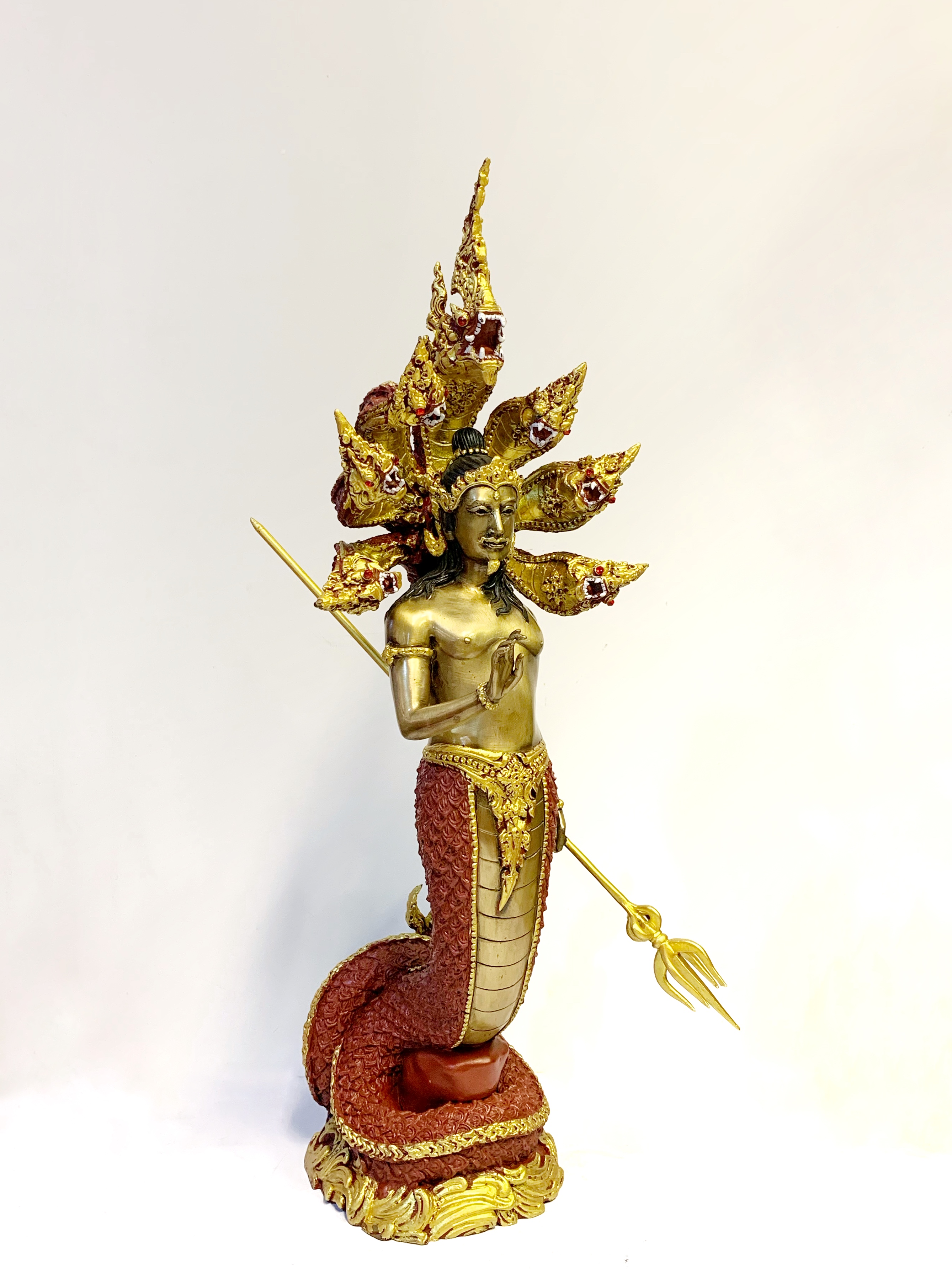 ปู่นาคราช ทรงตรีศูล หน้าตัก 9 นิ้ว (ปรก 7 เศียร)