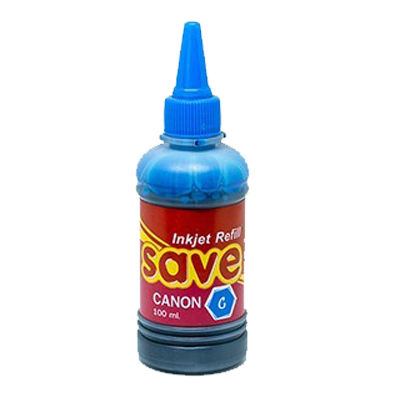 หมึกเติมเครื่องพิมพ์อิงค์เจ็ทยี่ห้อ CANON (สีฟ้า-Cyan) ตรา Save 100ml