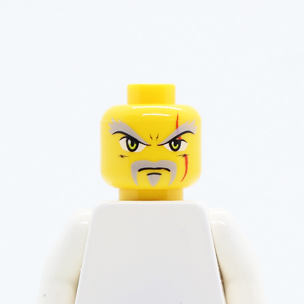 Dual Sided Exo-Force Dark Gray Moustache, Eyebrows, Thin Scar and Closed Mouth / Bared Teeth Pattern (Keiken) - Blocked Open Stud