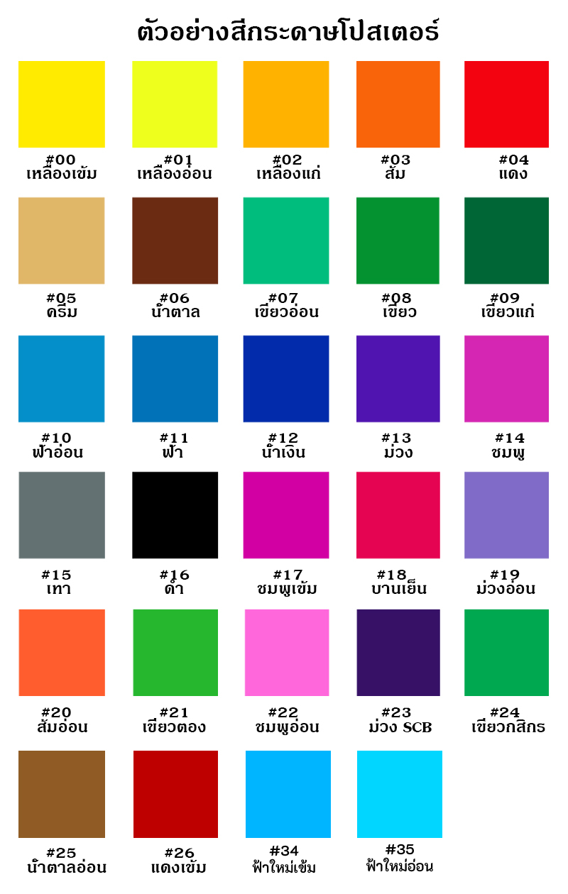 โปสเตอร์แข็ง 1หน้า 310 แกรม ขนาด52*77ซม. (แพ็ค50แผ่น /1สี)