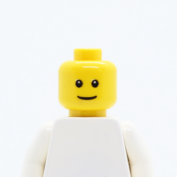 Male Thin Grin, Black Eyes with White Pupils, No Eyebrows Pattern - Blocked Open Stud