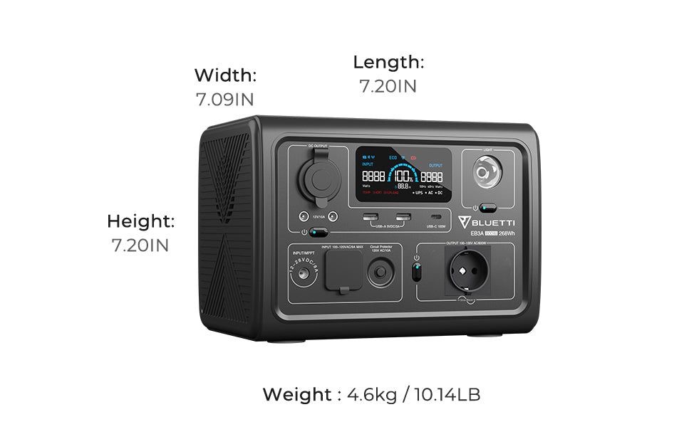Bluetti EB3A Portable Power Station ความจุ 600W/268Wh แบตเตอรี่สำรองอเนกประสงค์