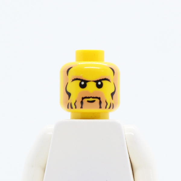 Beard Black and Pale Brown with Sideburns and Unibrow, White Pupils Pattern - Blocked Open Stud