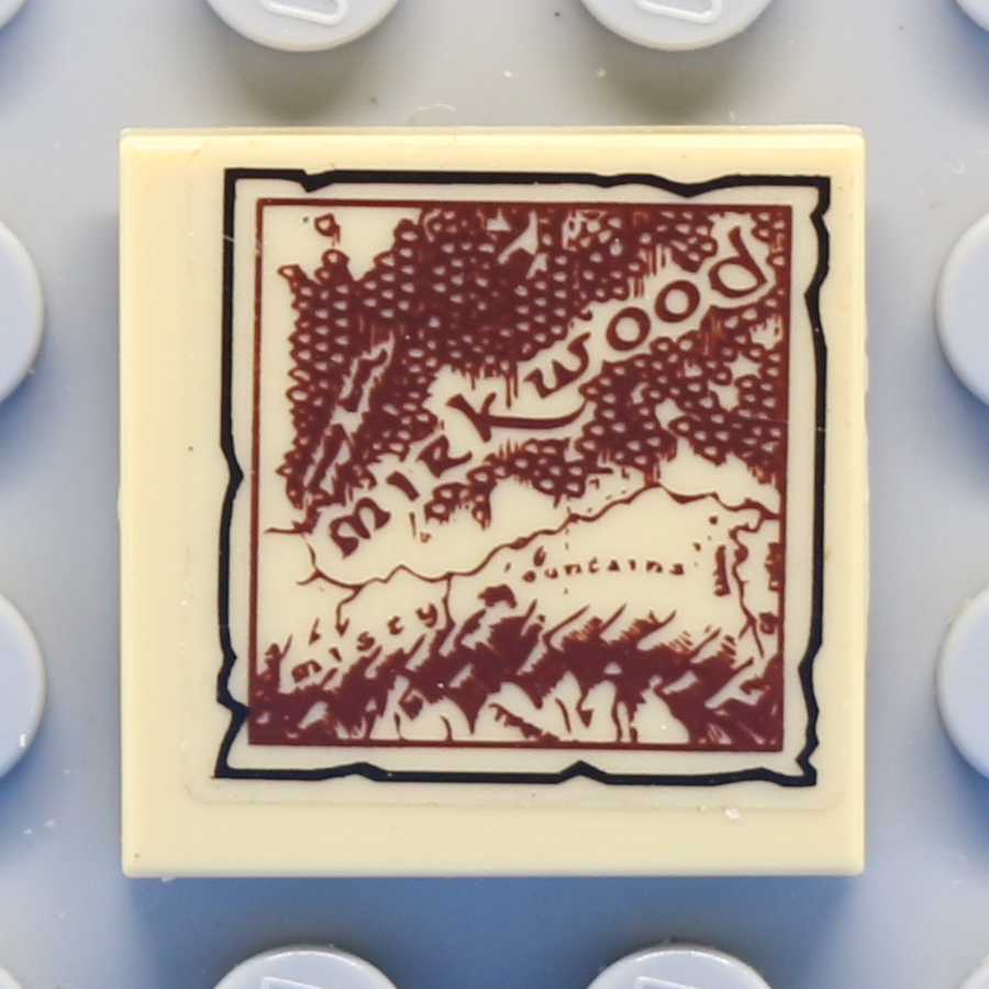 Tile 2 x 2 with Groove with Map Mirkwood Pattern (Sticker) - Set 79003