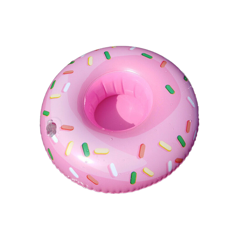 ที่วางแก้วเป่าลม โดนัท สีชมพูอ่อน Inflatable Donut Pink Cup Holder