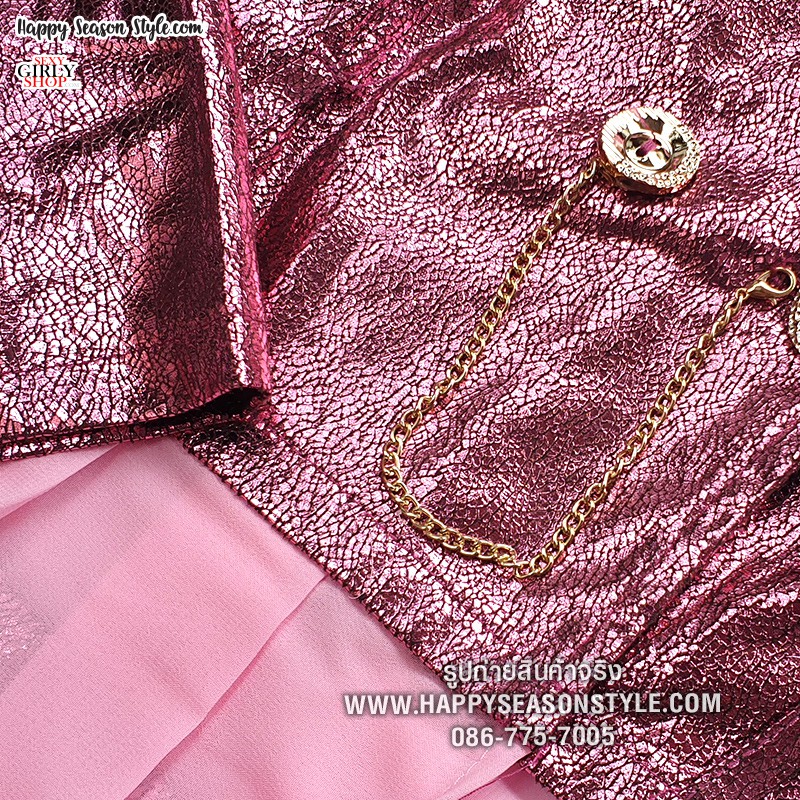 ชุดเชียร์ ชุดเชียร์ลีดเดอร์ ชุดเชียร์เมทาลิค ชุดสีเงินอมชมพู เมทาลิค แนวเกาหลีเกิร์ลกรุ๊ป วง HELLO VENUS