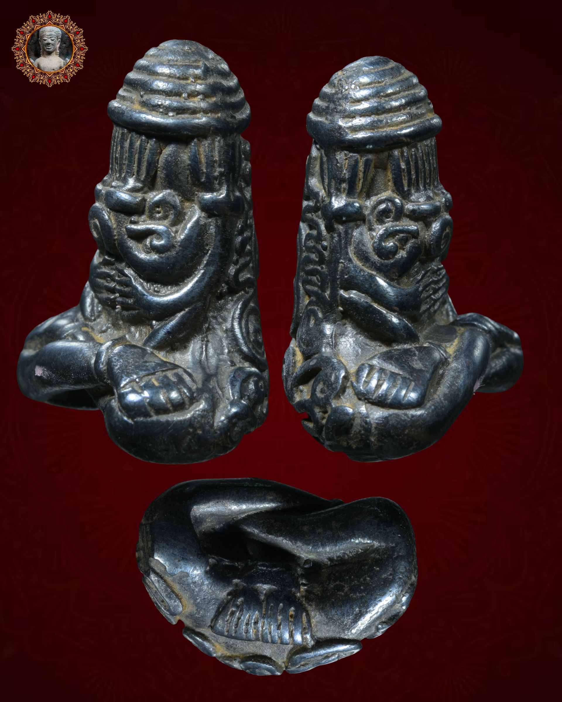 พระปิดตาหลวงพ่อทับ พิมพ์เศียรบายศรี เนื้อเมฆพัตร