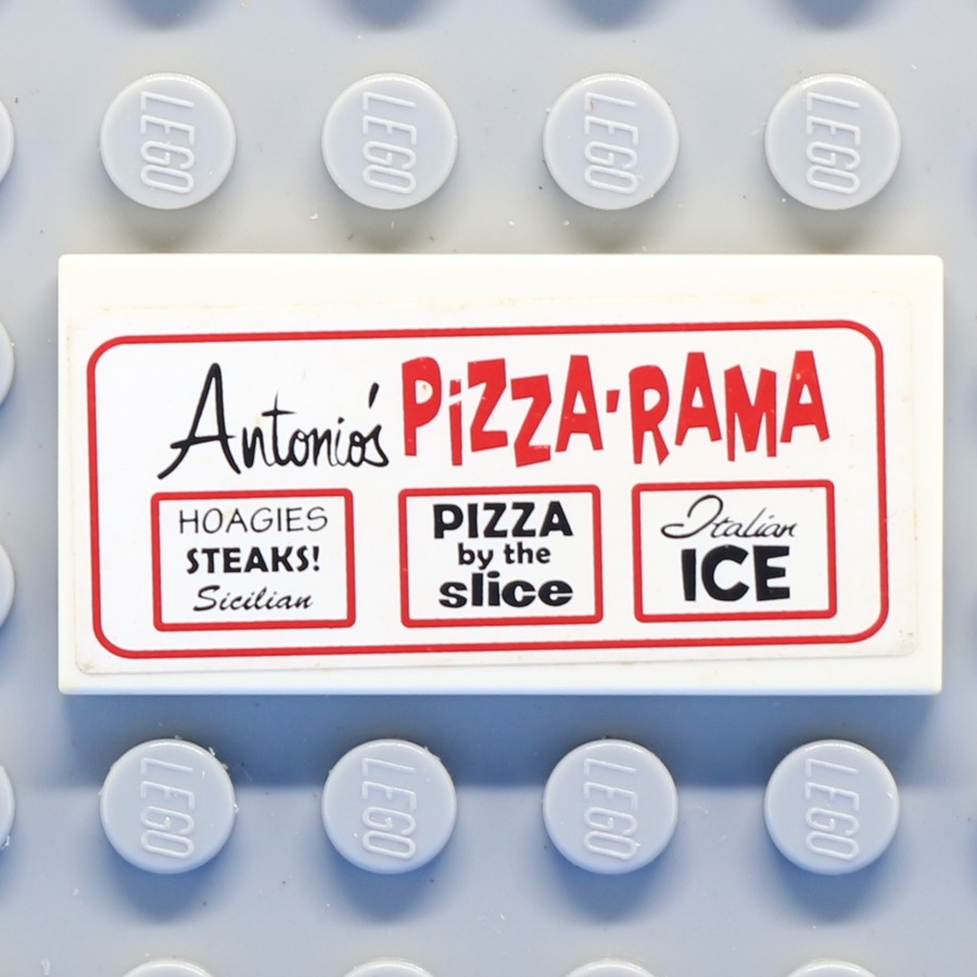 Tile 2 x 4 with 'Antonio's PIZZA-RAMA' Advertising Pattern (Sticker) - Set 79104