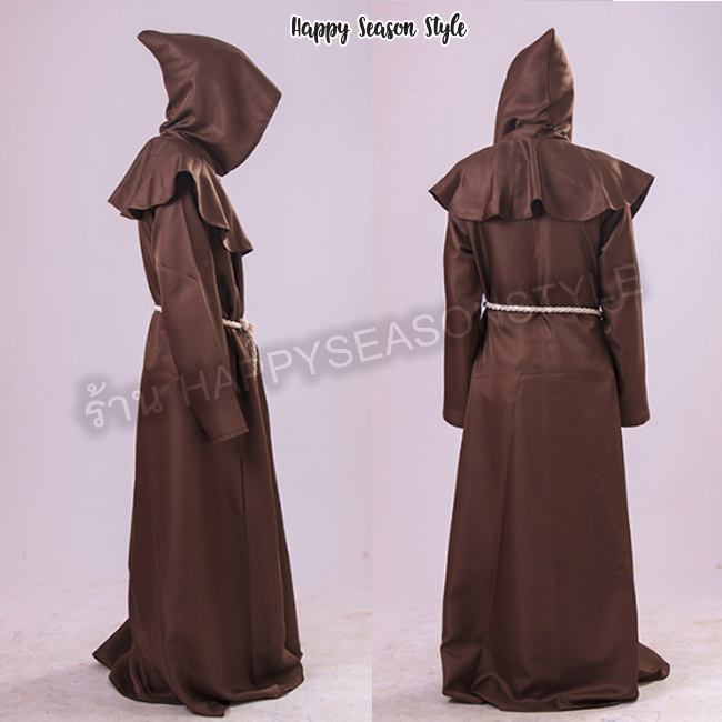 ชุดแฟนซี ชุดฮาโลวีน ชุดผี halloween ชุดคอสเพลย์ Cosplay - ผ้าคลุมกำมะหยี่ มีฮู๊ด พ่อมด วิสาจ แนวดาร์ค ผ้ากำมะหยี่ดำ สำเนา