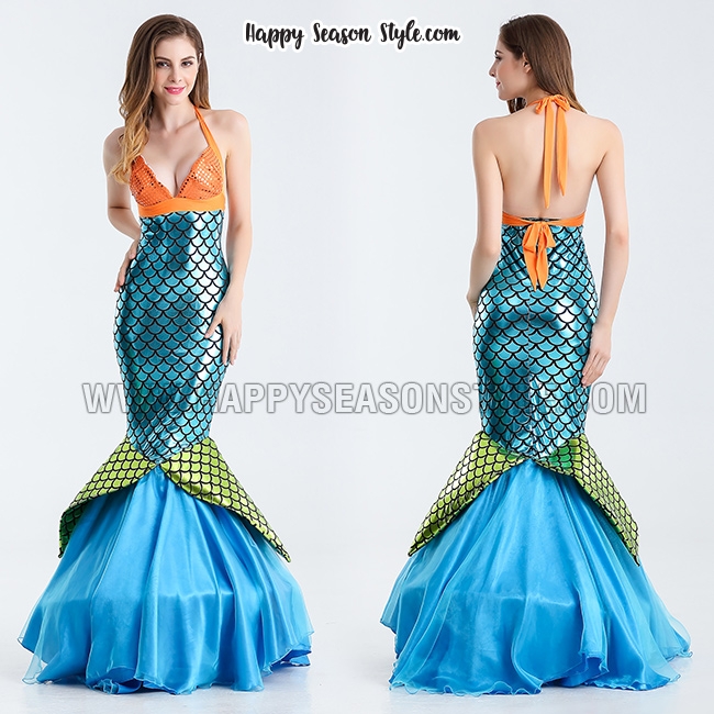 ชุดนางเงือก mermaid เมอร์เมด - สีส้มฟ้า