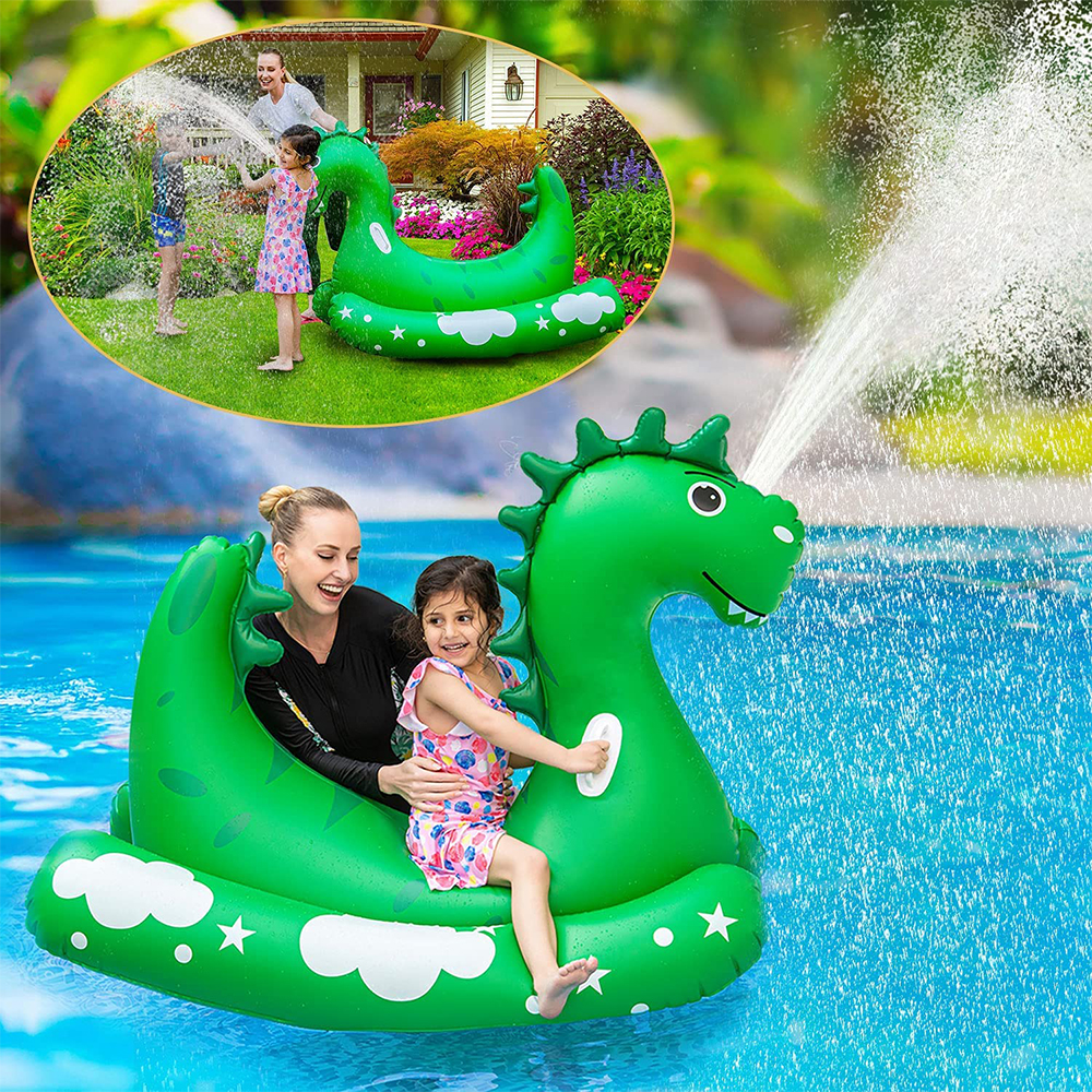 Inflatable Pool Float for Kids Adults - Kids Sprinklers Pool Toy แพเป่าลมรูปไดโนเสาร์สำหรับเด็ก พร้อมสปริงเกอร์พ่นน้ำได้