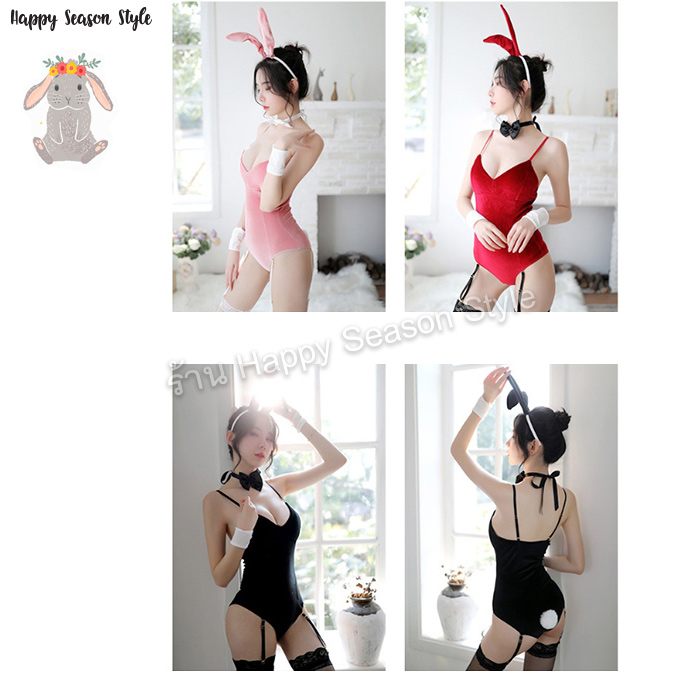 ชุดบันนี่ 🐰 กระต่าย เพลย์บอย 🐰 บอดี้สูทผ้ากำมะหยี่🌈ครบเซ็ท พร้อมถุงน่อง