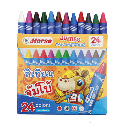 สีเทียน ตราม้า 24สี ขนาดจัมโบ้ (ขายยกโหล12กล่อง)