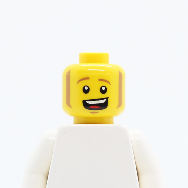 Sideburns and Open Mouth Smile with Teeth and Tongue Pattern - Hollow Stud