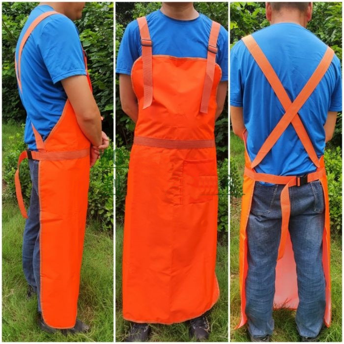 ผ้ากันเปื้อนใส่ตัดหญ้า เอี๊ยมกันเปื้อนสำหรับใส่ตัดหญ้า (สีส้ม)