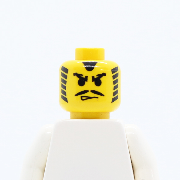 Moustache Angry Eyebrows and Striped Sideburns Pattern - Blocked Open Stud