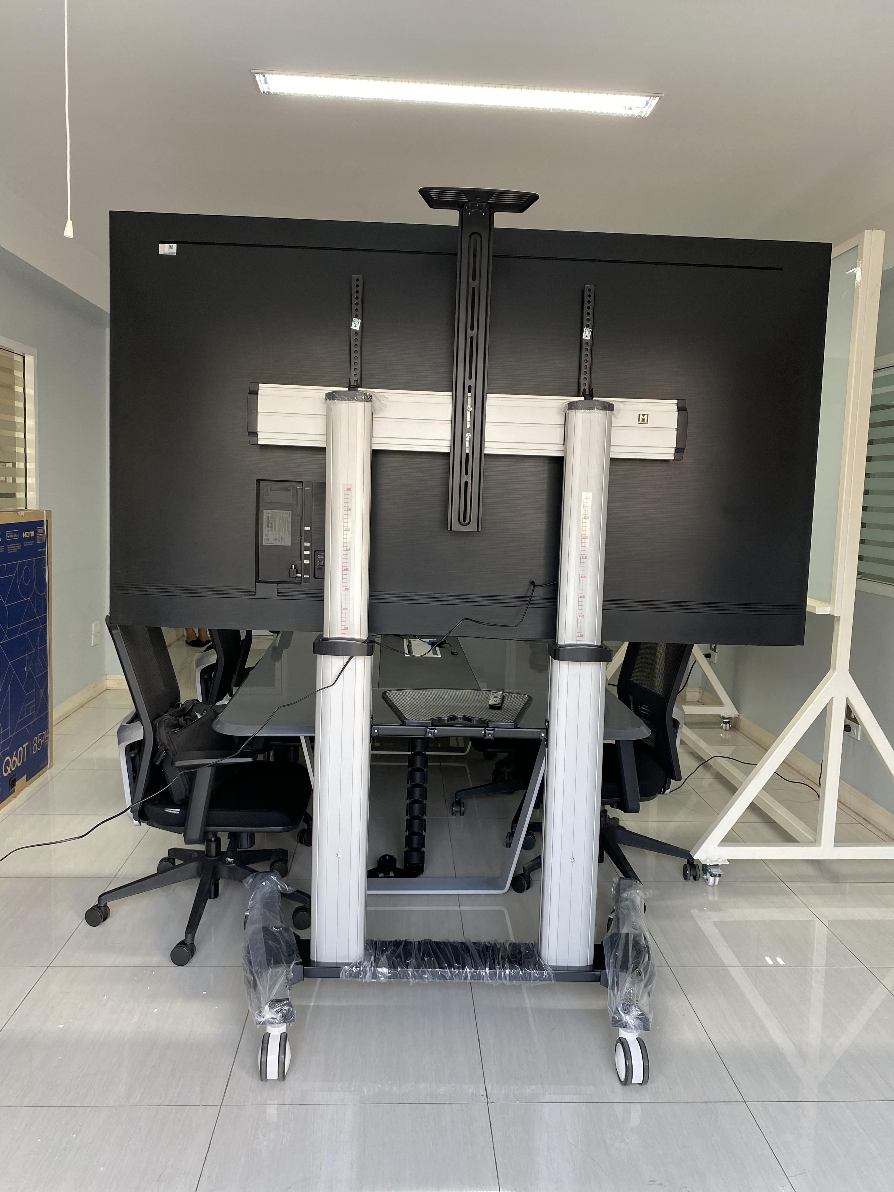 JMTVSTAND MT-F8200 ขาตั้งพื้นทีวีมีล้อเลื่อน(TV Stand) วัสดุ Aluminium อลูมิเนียม แบบล้อเลื่อนปรับสูง/ต่ำได้ 55"-98" นิ้ว{รับประกันสินค้า 3 ปี}0964746498