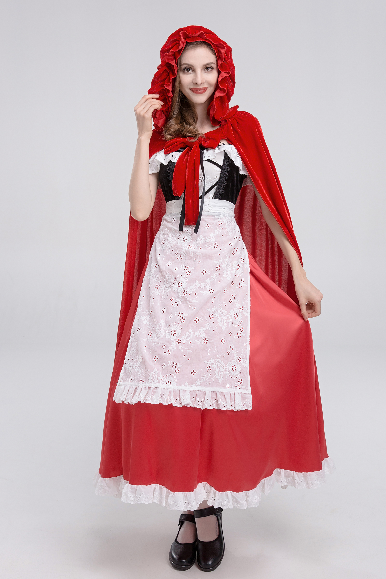 ชุดหนูน้อยหมวกแดง พร้อมผ้าคลุม หนูน้อยหมวกแดงแบบยาว