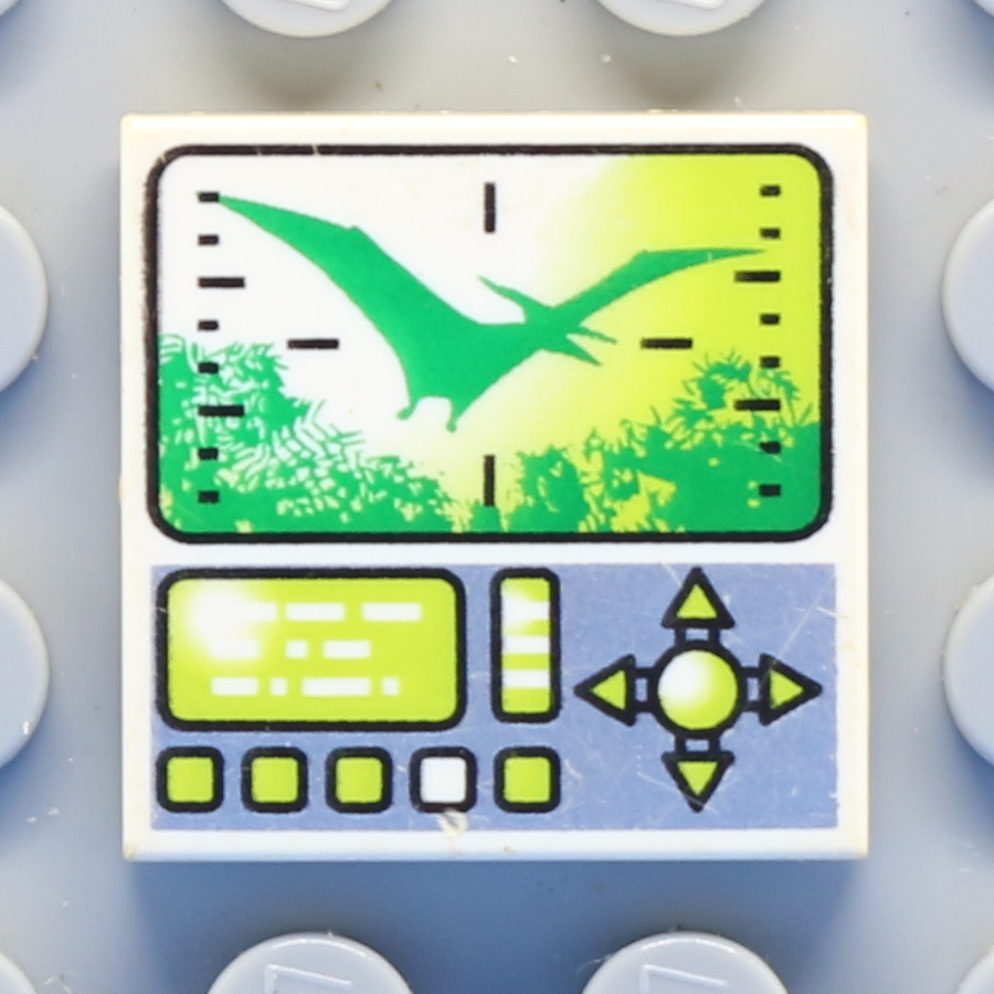Tile 2 x 2 with Groove with Pteranodon Dino Hunting Screen, Buttons and Toggle Pattern