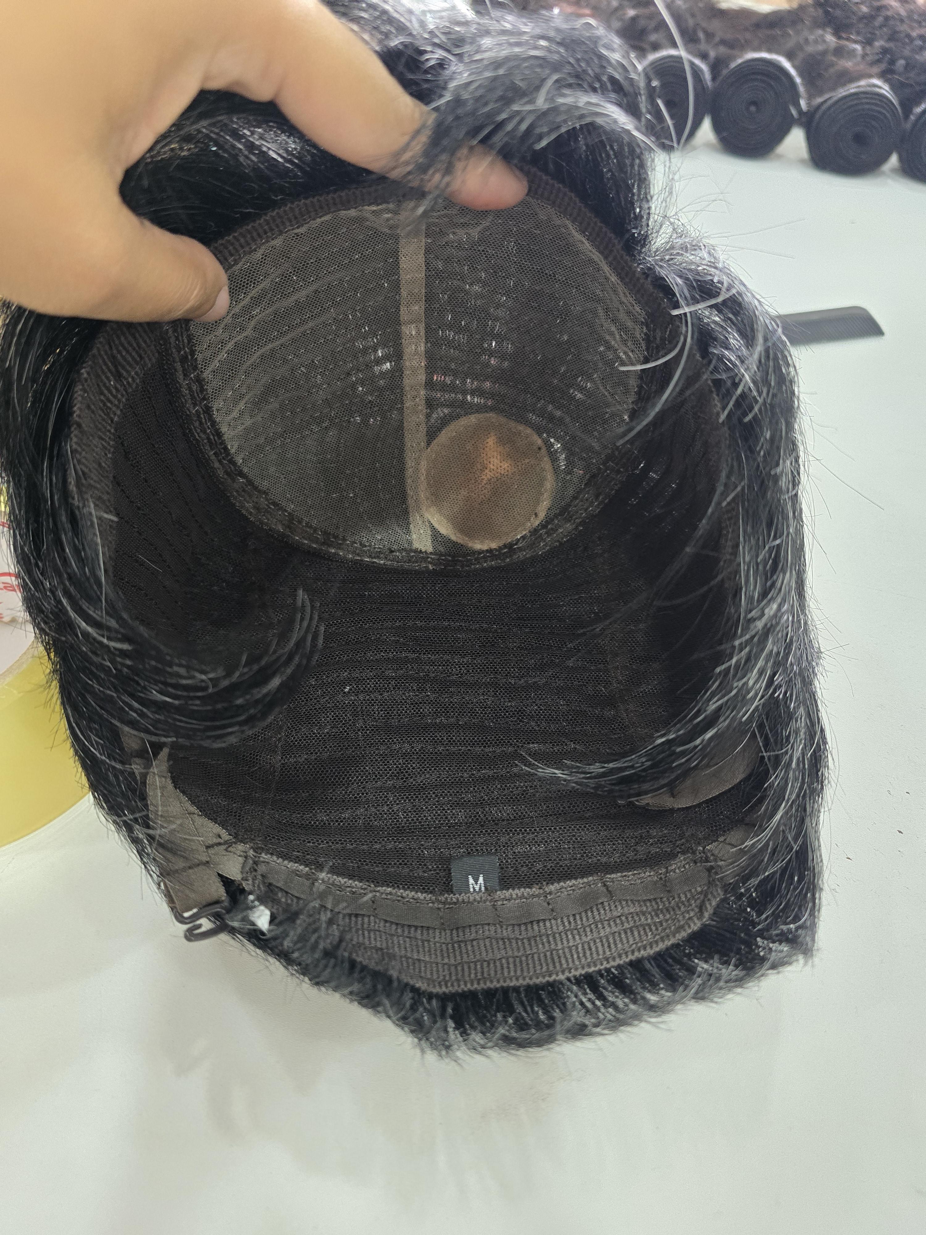 วิกผมหงอกผมขาว ผมแท้100% วิกผู้สูงอายุ คนแก่ ย้อมสีใหม่ได้ Human Hair Grey Wig for Old Women สำเนา