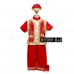 BY009 ชุดจีนเด็ก พร้อมหมวก ลาย 福 (ฝู)และดอกโบตั๋น