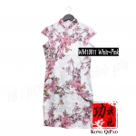 WM1011 กี่เพ้าสั้น แขนกุด ลายดอกเหมย