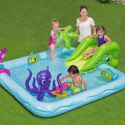Bestway ชุดสระน้ำเด็ก โลกใต้ทะเล พร้อมสไลเดอร์ Inflatable Bestway Sea World Baby Pool Set with Slide