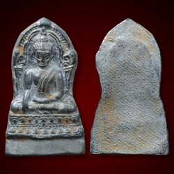 พระพุทธชินราช ใบเสมาพิมพ์ฐานสูง เนื้อชินเงินผิวปรอท