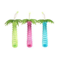 กระบอกน้ำพลาสติก ต้นมะพร้าว พร้อมหลอด Coconut Palm Cup With Straw