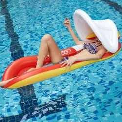 แพยางนอนเดี่ยว พร้อมหลังคากันแดด Inflatable Bed With Sunshade Pool Float