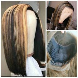 วิกผมแท้ สีไฮไลท์ ฮันนี่บลอนด์ ทรงบ็อบ หนาพิเศษ150% งานผมแท้100% แสกได้ทุกทาง