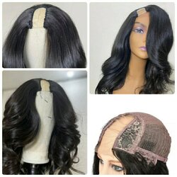 วิกผมครึ่งหัว ฮาฟวิกผมแท้ Half wig วิกผมตัวยู U Part ผมแท้100% ผมดัดลอนถาวร ลอนใหญ่