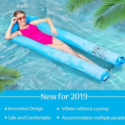 แพลมลอยน้ำ พกพาสะดวก ไม่ต้องใช้ที่สูบ Inflatable Pool Floats Portable Floating Lounger Chair Water Hammock No Pump