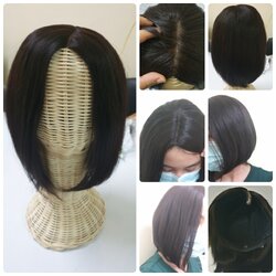 วิกผมแท้ 100% ราคาถูก มีแสกหนังศีรษะ ทรงบ็อบ ผมยาว10นิ้ว