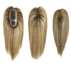 แผ่นปิดผมบางทอมือ โมโน ขอบพียู ติดกาว ติดกิฟ ผมแท้100% แสกเสยได้เนียน