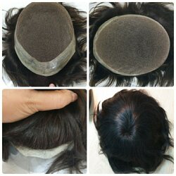 วิกผมติดกาว วิกผมชาย ผมแท้100% ทอมือ แสกได้เสยได้ ระบายอากาศได้ดีมาก French Lace