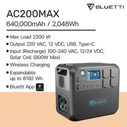 Bluetti AC200MAX Portable Power Station ความจุ 640,000mAh/2,048Wh/2,200W