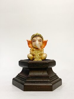 พระพิฆเนศ ปาง ประทานทรัพย์ หน้าตัก 3 นิ้ว พร้อมฐานไม้มะค่า