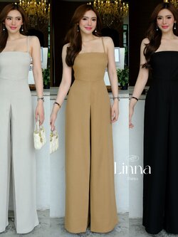 #4832 Linna Jump จั๊มยาวสายเดี่ยวทรงใส่ง่าย ผ้าทอนิ่มใส่ทิ้งน้ำหนักสวย ช่วงอกซับในอย่างดี thitiya