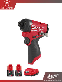 MILWAUKEE รุ่น M12 FID2-202 ไขควงกระแทกไร้สาย 12 โวลทฺ์ พร้อมแท่นชาร์จและแบตเตอรี่ 12V@2.0AH x 2 ก้อน