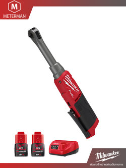 MILWAUKEE M12 FHIR14LR-202 ประแจบล็อกด้ามฟรีไร้สายคอยาว 12 โวลต์ 1/4" พร้อมแท่นชาร์จและแบตเตอรี่ 12V@2.0AH x 2 ก้อน
