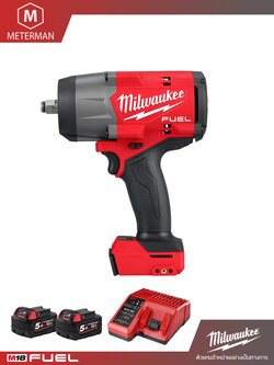 MILWAUKEE รุ่น M18 FHIW2F12-502 บล็อกกระแทกไร้สายขนาด 1/2 นิ้ว แรงดันไฟฟ้า 18V รวมเครื่องชาร์จและแบตเตอรี่ 18V@5.0AH x 2 ก้อน