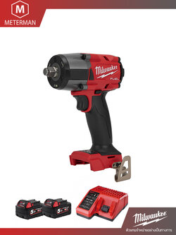 MILWAUKEE รุ่น M18 FMTIW2F12-502X บล็อกกระแทกไร้สายขนาด 1/2 นิ้ว แรงดันไฟฟ้า 18V รวมเครื่องชาร์จและแบตเตอรี่ 18V@5.0AH x 2 ก้อน