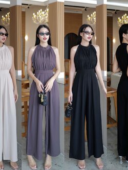 #5882 Eve งานจั้มแขนกุด ตัวเสื้อด้านหน้าจับจีบ ซิปหลังมีกระเป๋าข้าง ผ้าไม่ยืดมีซับในให้ค่ะ งานเนียบสุดๆทรงสวย